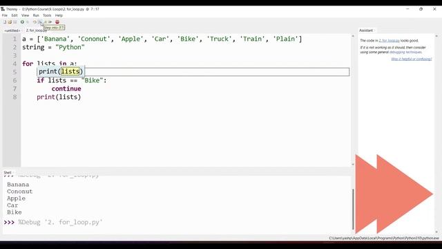 For loop in python