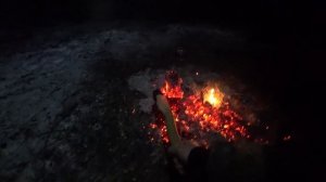 Ночевка зимой в палатке с предподогревом земли