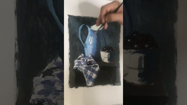 Как нарисовать голубой натюрморт за час, объясняю как