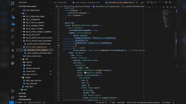 How to implement app bar scroll opacity animation in Flutter | Speed Code | Code With Zeeshan |