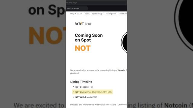 NotCoin листинг на ByBit !