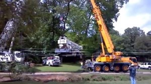 2 100 ton AmQuip Liebherr cranes lifting a 30 ton crane out of the ditch!