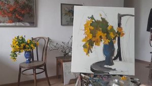 Почему для живописи я использую мало цветов_ Натюрморт с желтыми цветами.