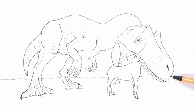 How to Draw Jurassic World Dinosaur Eating a Goat - Drawing and Coloring Dinosaurs For Kids смотреть онлайн