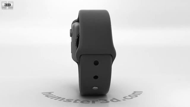 Apple Watch Series 2 38mm Space Gray Aluminum Case Black Sport Band 3D model by Hum3D.com смотреть онлайн