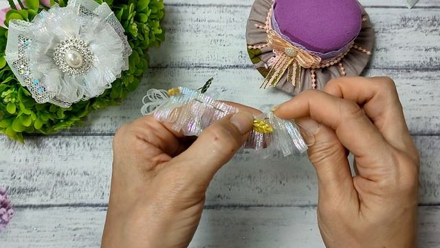Нарядные праздничные бантики с фатином Радужные полосы\Master diy  канзаши