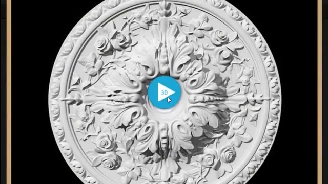 Гипсовая лепнина, как посмотреть изделие в 3D на сайте dikart.ru 