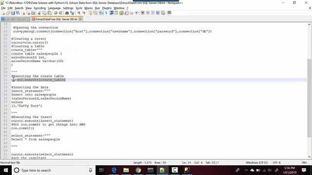 Connect insert and retreive data from SQL Server db on AWS RDS Jupyter notebook