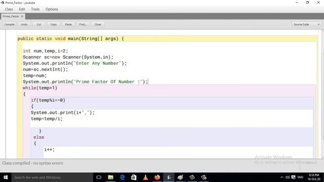 Java Program To Find Prime Factor For A Given Number (Hindi)