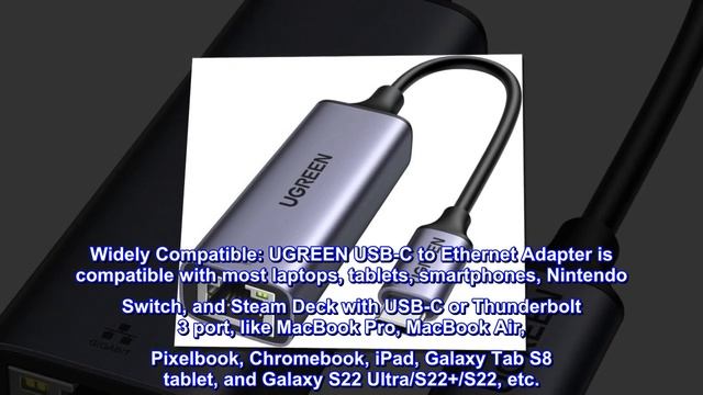 UGREEN USB C to Ethernet Adapter Gigabit RJ45 to Thunderbolt 3 Type C Network 1000Mbps LAN Converte смотреть онлайн