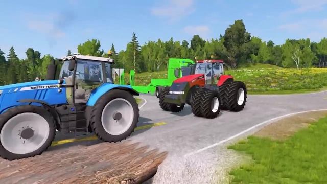 Double Flatbed Trailer Truck vs Speedbumps Train vs Cars Beamng.Drive 96 смотреть онлайн