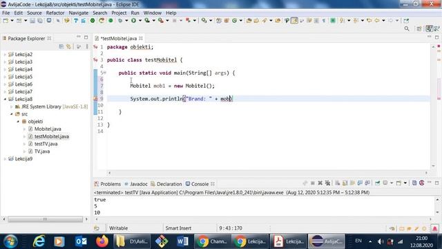 Java Tutorial - Lekcija 8 - TEST OBJECT CLASS - kreiranje objekta mobitel i test klase смотреть онлайн