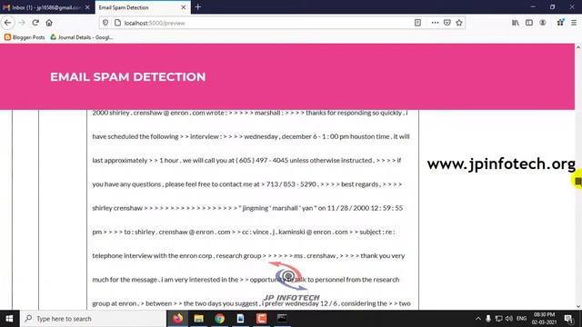 Email Spam Detection Using Machine Learning Algorithms | Python Final Year Project