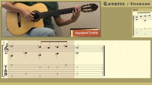 Gavotte / Telemann (Guitar) [Notation + TAB]