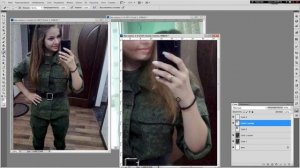Photoshop процесс. Девушка в военной форме. Замена головы с фото плохого качества
