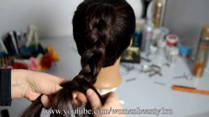 Плетение косы "квадратная цепь". Прически своими руками.