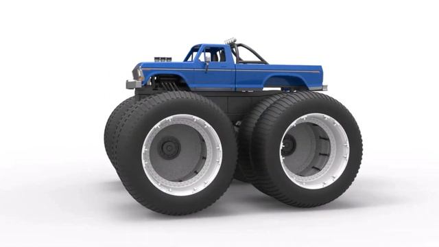 3D printable Bigfoot 5 Monster Truck with double wheels Scale 1:25 3D model view смотреть онлайн