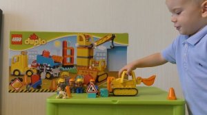Большая строительная площадка lego duplo for kids кран бульдозер грузовик экскаватор