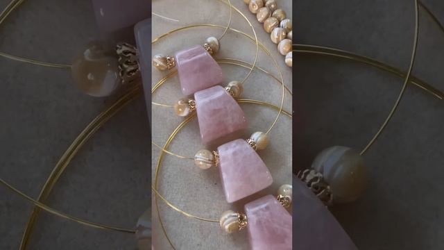 Чокеры с РОЗОВЫМ КВАРЦЕМ #украшения #шайдова #jewelry #розовыйкварц #авторскиеукрашения