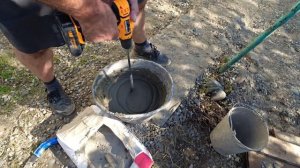 Замес раствора шуруповёртом, для кладки газоблока