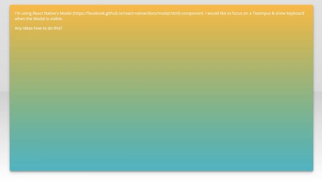 Focus input on load of Modal in React Native смотреть онлайн