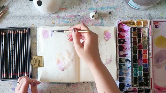 World Watercolor Month! Loose Floral- Wisteria & Gold Leaf! смотреть онлайн