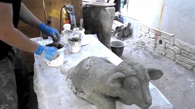 как сделать скульптуру барашка из арт бетона, своими руками. мастер класс от Сергея Очеретнюка. смотреть онлайн