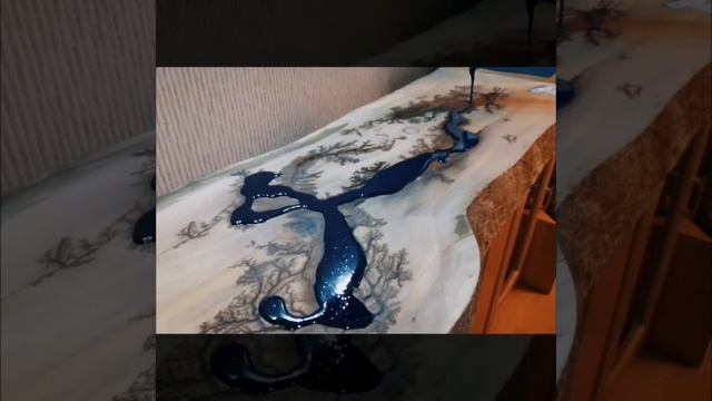 Мебель из КЕЛО. Столешница с молниями и эпоксидной смолой