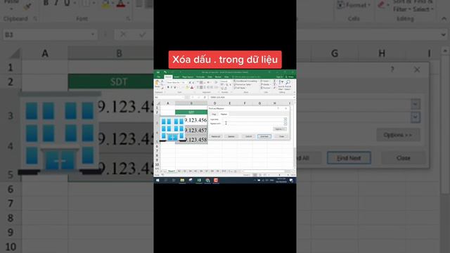 24  Excel   Xóa dấu chấm trong nội dung trên Excel