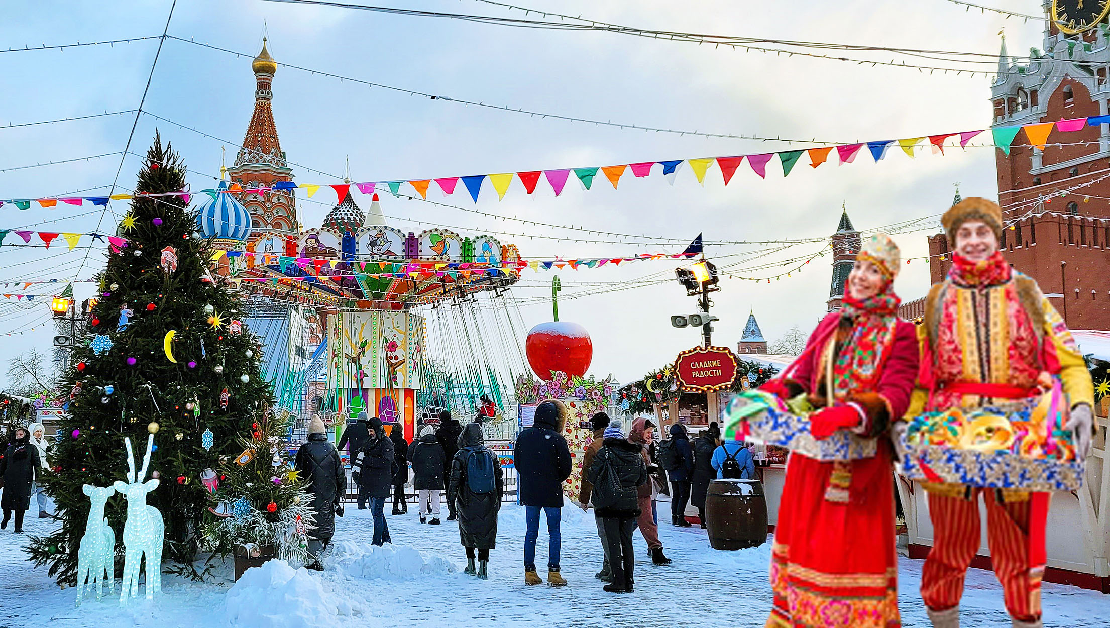 Новогодняя Москва: ГУМ Ярмарка. Украшения Москвы к Новому году.
