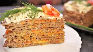 Печеночный торт из говяжьей печени! Самый удачный и вкусный рецепт закусочного торта #3