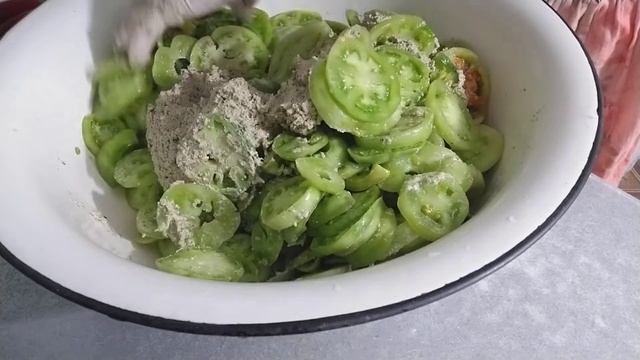 Заготовка на ЗИМУ -  # зелёные помидоры с орехом(сациви с помидорами)