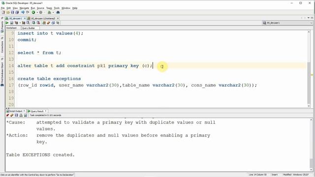 Oracle handling the exception from constraint while create or validate or enable смотреть онлайн