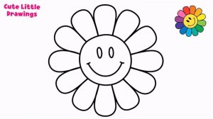 How to Draw Colorful Flower Easy for kids | Cute Little Drawings