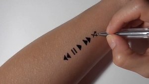 ТАТУ гелевой ручкой МУЗЫКА ЭТО ЖИЗНЬ/291/TATTOO gel pen MUSIC IS LIFE