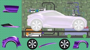 Сборка машины. Гоночная фиолетовая машина. Видео для самых маленьких