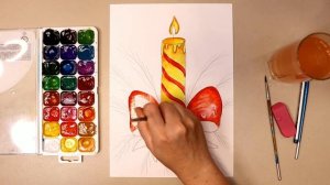 КАК НАРИСОВАТЬ НОВОГОДНЮЮ СВЕЧУ?НОВОГОДНЯЯ ОТКРЫТКА❄️