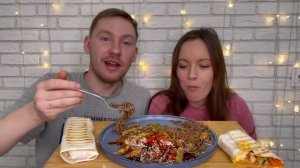 МУКБАНГ ДОМАШНЯЯ ШАУРМА И ЛАПША ВОК С СОУСОМ ТЕРИЯКИ РЕЦЕПТ MUKBANG HOMEMADE SHAWARMA WOK