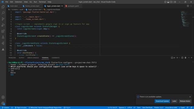 8.Connecting Flutter App With Firebase Using FirebaseCLI or FlutterFire | Chatting App In Flutter