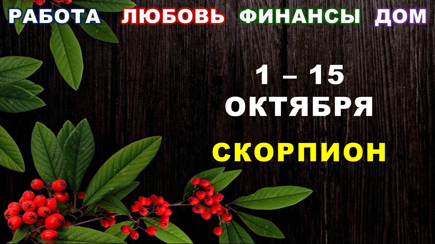 ♏ СКОРПИОН. ? С 1 по 15 ОКТЯБРЯ 2023 г. ✅️ Главные сферы жизни. ? Таро-прогноз ?