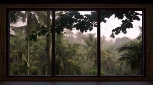 4K FAKE WINDOW : 2 HOURS  ⛈ ?  JUNGLE Rain & Thunder  ? ⛈ FOR PROJECTOR