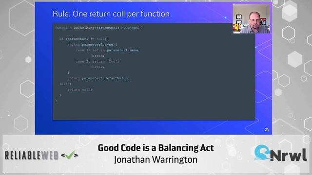 Good Code is a Balancing Act | Jonathan Warrington | Reliable Web Summit 2021