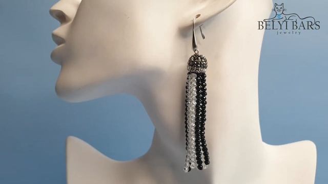 Черно белые серьги кисти