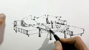 Интерьерный скетчинг - как рисовать мебель - эскиз интерьера  - Эдуард Кичигин