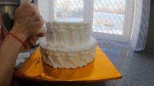 Торт на золотую свадьбу | Golden wedding cakes | Кремовый двухъярусный торт | Торт из золота