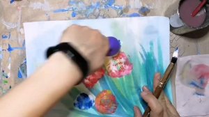 Рисуем цветы с помощью пакета и воздушного шарика! Нетрадиционное рисование для детей.