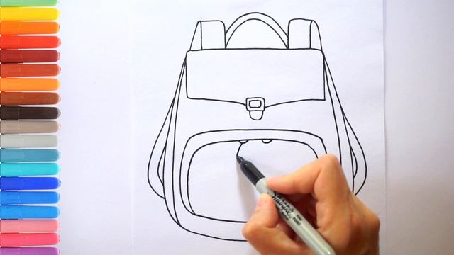 How to draw a backpack. Drawing for kids.  Как нарисовать рюкзак. Рисунок для детей.