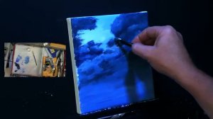 Easy Night Sky Lesson, Acrylic painting for beginners