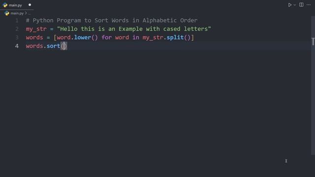 Python Program to Sort Words in Alphabetic Order | Python Examples