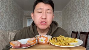 MUKBANG РЕЦЕПТ ИДЕАЛЬНОЙ ЖАРЕННОЙ КАРТОШКИ /ЖАРЕННАЯ КАРТОШКА ? РУЛЯДА, КОЛБАСА /САЛАТ/ not asmr